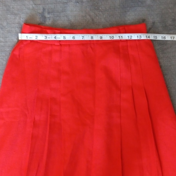 60s Skirt, Red Midi Vintage High Waist Pinup - Picture 6 of 10